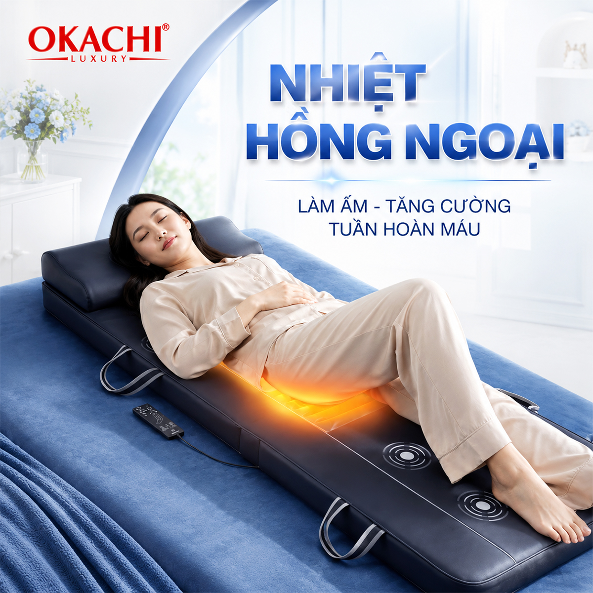 Nệm massage toàn thân OKACHI JP-M819 (Con lăn chạy)